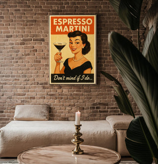 Funny Espresso Martini Poster – Retro Cocktail Wall Art – “Don’t Mind If I Do” Bar Print – Vintage Style Boozy Gift – Chic Home Bar Decor - Just Great Posters