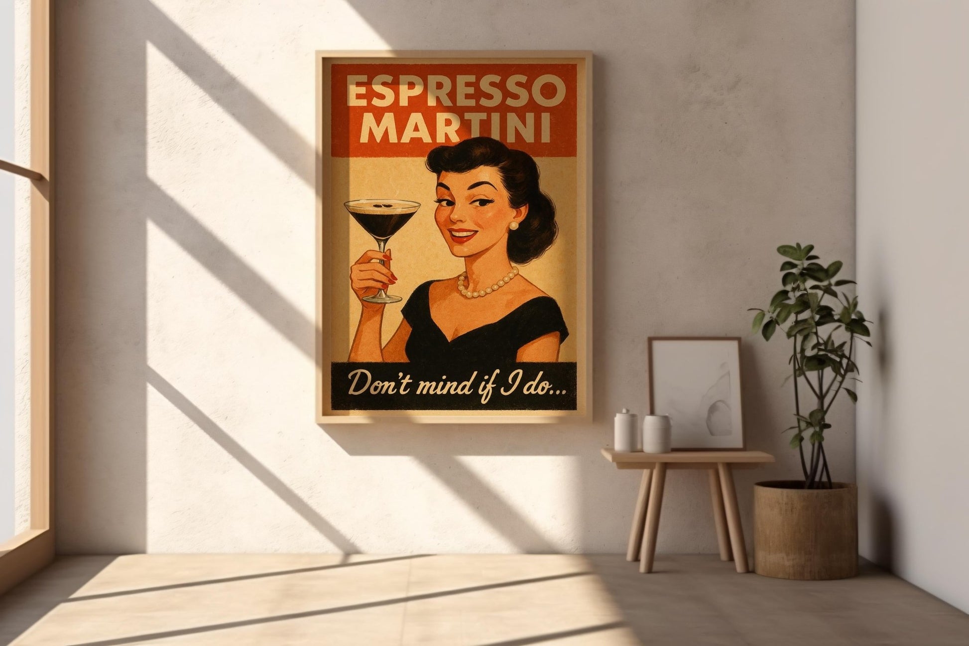 Funny Espresso Martini Poster – Retro Cocktail Wall Art – “Don’t Mind If I Do” Bar Print – Vintage Style Boozy Gift – Chic Home Bar Decor - Just Great Posters