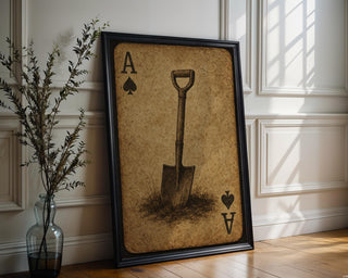 Ace of Spades Garden Art Print – Rustic Shovel Poster for Gardeners, Vintage Playing Card Wall Art with Earthy Tool Symbol and Soil Vibes - Just Great Posters