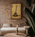 Ace of Spades Garden Art Print – Rustic Shovel Poster for Gardeners, Vintage Playing Card Wall Art with Earthy Tool Symbol and Soil Vibes - Just Great Posters