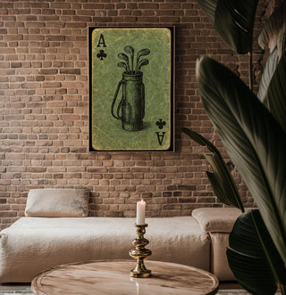 Golf Ace of Clubs Art Print – Vintage Playing Card Poster with Golf Bag Sketch, Unique Gift for Golfers, Clubhouse, or Game Room Art - Just Great Posters