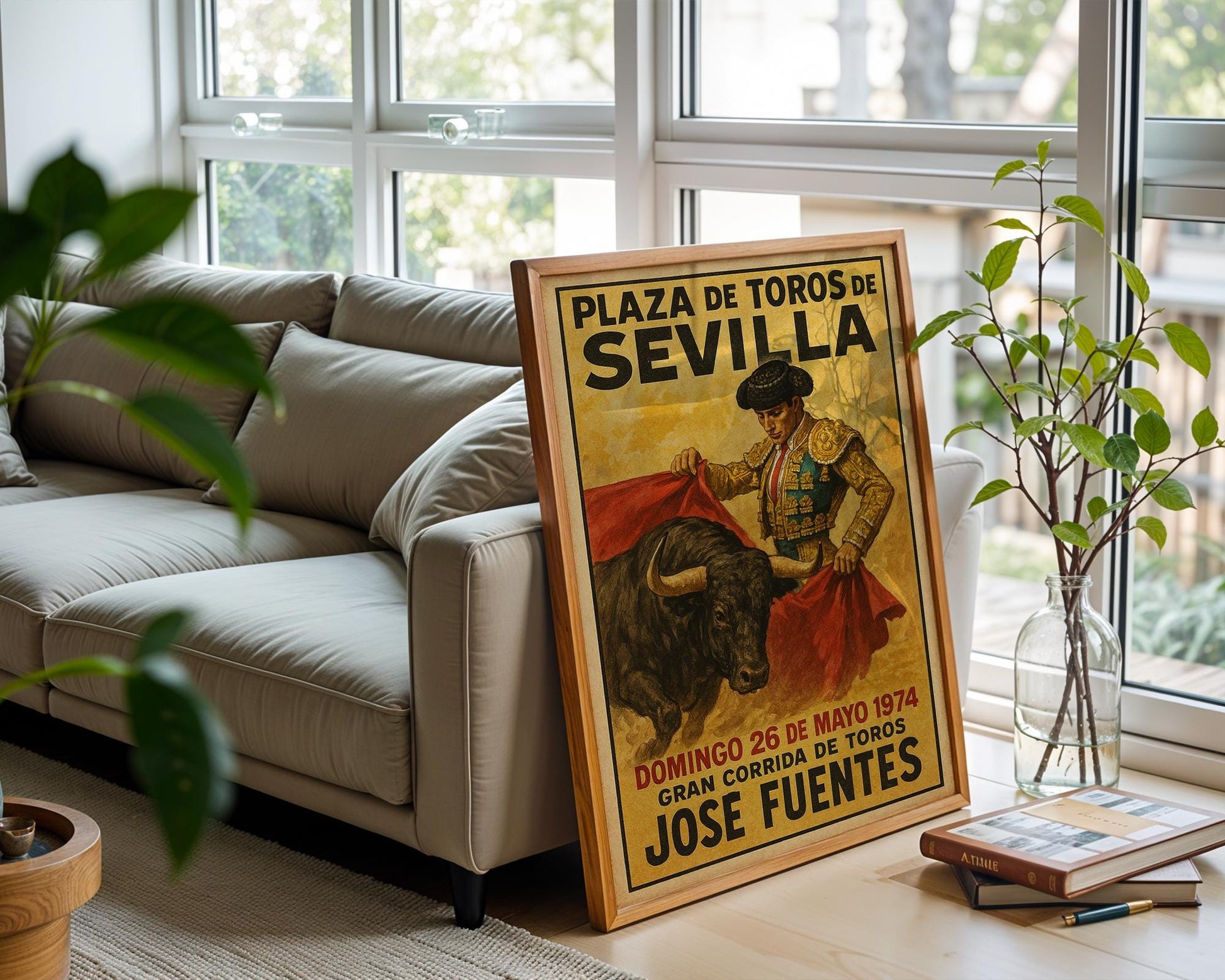 Retro Sevilla Bullfight Poster – 1974 José Fuentes Matador Print, Vintage Spanish Plaza de Toros Corrida de Toros Wall Art - Just Great Posters