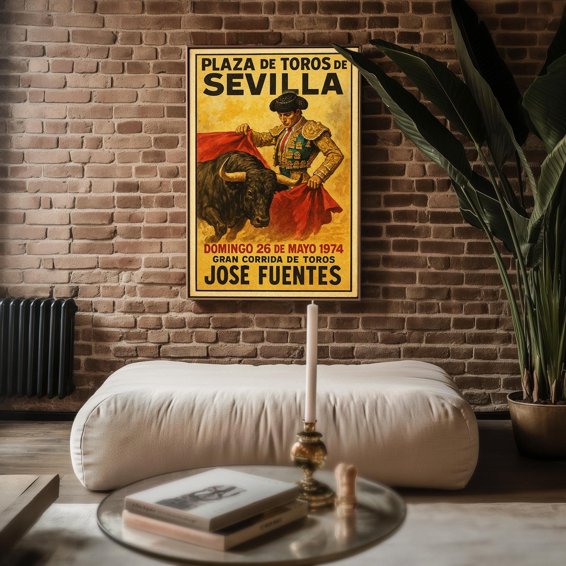 Retro Sevilla Bullfight Poster – 1974 José Fuentes Matador Print, Vintage Spanish Plaza de Toros Corrida de Toros Wall Art - Just Great Posters
