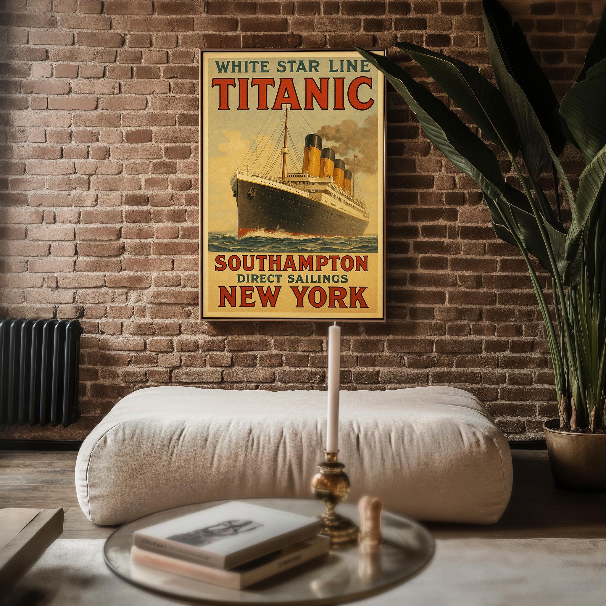Titanic White Star Line Poster – Vintage Ocean Liner Wall Art, Retro Travel Advertisement Print for Nautical or Maritime History Fans - Just Great Posters