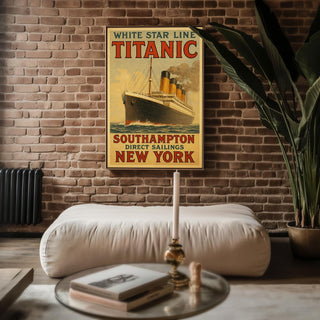 Titanic White Star Line Poster – Vintage Ocean Liner Wall Art, Retro Travel Advertisement Print for Nautical or Maritime History Fans - Just Great Posters