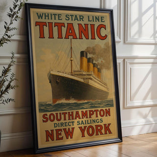 Titanic White Star Line Poster – Vintage Ocean Liner Wall Art, Retro Travel Advertisement Print for Nautical or Maritime History Fans - Just Great Posters