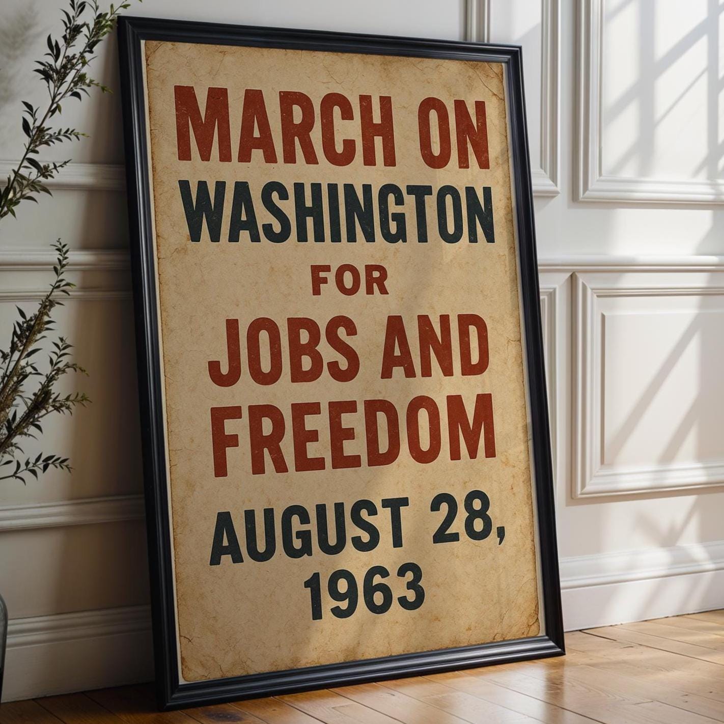 March on Washington 1963 Poster – Historic Civil Rights Wall Art, Jobs and Freedom Protest Print, Bold Vintage Typography Design - Just Great Posters