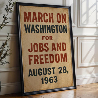 March on Washington 1963 Poster – Historic Civil Rights Wall Art, Jobs and Freedom Protest Print, Bold Vintage Typography Design - Just Great Posters