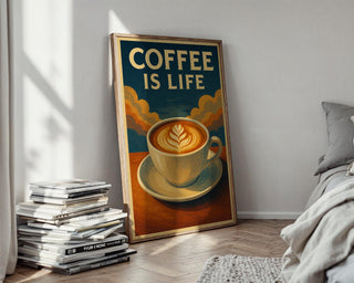 Retro Coffee Art Print – Vintage Style Latte Poster for Kitchen or Café Wall, Bold Coffee Lover Gift for Baristas & Espresso Addicts - Just Great Posters