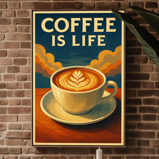 Retro Coffee Art Print – Vintage Style Latte Poster for Kitchen or Café Wall, Bold Coffee Lover Gift for Baristas & Espresso Addicts - Just Great Posters