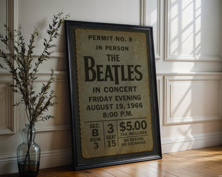 Beatles Concert Ticket Poster – Vintage - Style Print of 1966 Show Stub, Retro Music Wall Art for Classic Rock Fans & Nostalgia Vibes - Just Great Posters