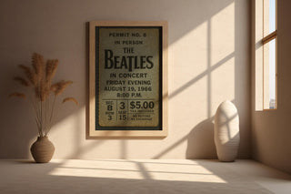 Beatles Concert Ticket Poster – Vintage - Style Print of 1966 Show Stub, Retro Music Wall Art for Classic Rock Fans & Nostalgia Vibes - Just Great Posters