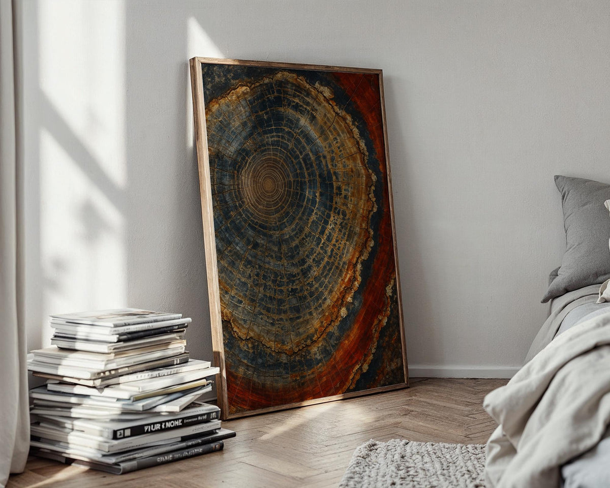 Tree Ring Wall Art – Petrified Wood Cross Section Poster in Earthy Tones, Nature - Inspired Print for Rustic, Modern, or Boho Spaces - Just Great Posters