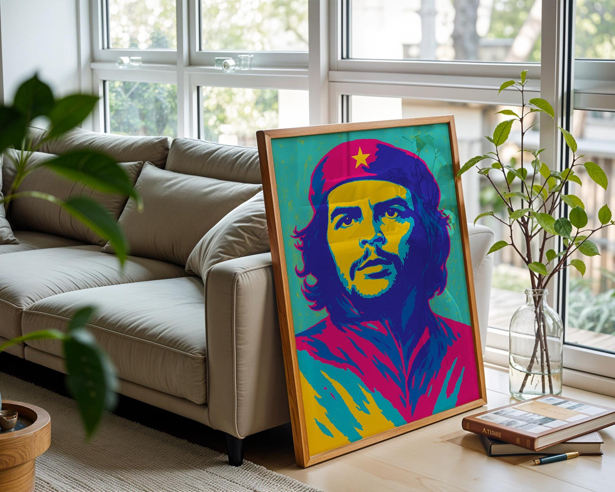 Pop Art Revolutionary Portrait – Psychedelic Color Pop Wall Art, Bold Graphic Icon Poster, Retro 60s Inspired Statement Print - Just Great Posters