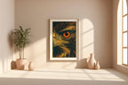 Hawk Eye Poster – Bold Close - Up Bird of Prey Wall Art, Retro Wildlife Print for Rustic, Lodge, or Nature Lover Decor - Just Great Posters