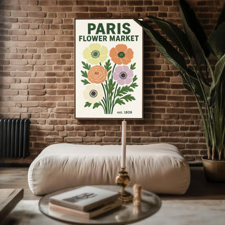 Paris Flower Market Poster – Vintage Retro Floral Wall Art, French Botanical Print, Colorful Bloom Artwork for Kitchen or Bedroom Decor - Just Great Posters