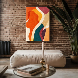 Retro Abstract Wall Art, Colorful Mid Century Modern Print, Bold Shapes Poster, Warm Palette Decor, 260gsm Paper, Free Shipping - Just Great Posters