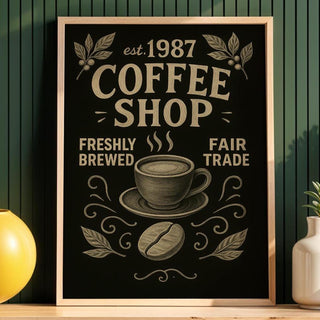 Vintage Coffee Shop Poster, Chalkboard Coffee Wall Art, Retro Cafe Print, Espresso Bar Decor, 260gsm Paper, Free Shipping - Just Great Posters