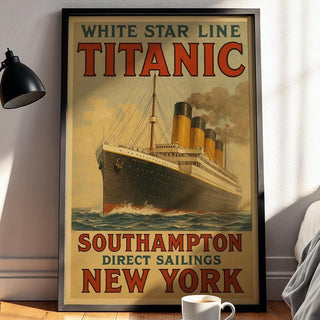Titanic White Star Line Poster – Vintage Ocean Liner Wall Art, Retro Travel Advertisement Print for Nautical or Maritime History Fans - Just Great Posters