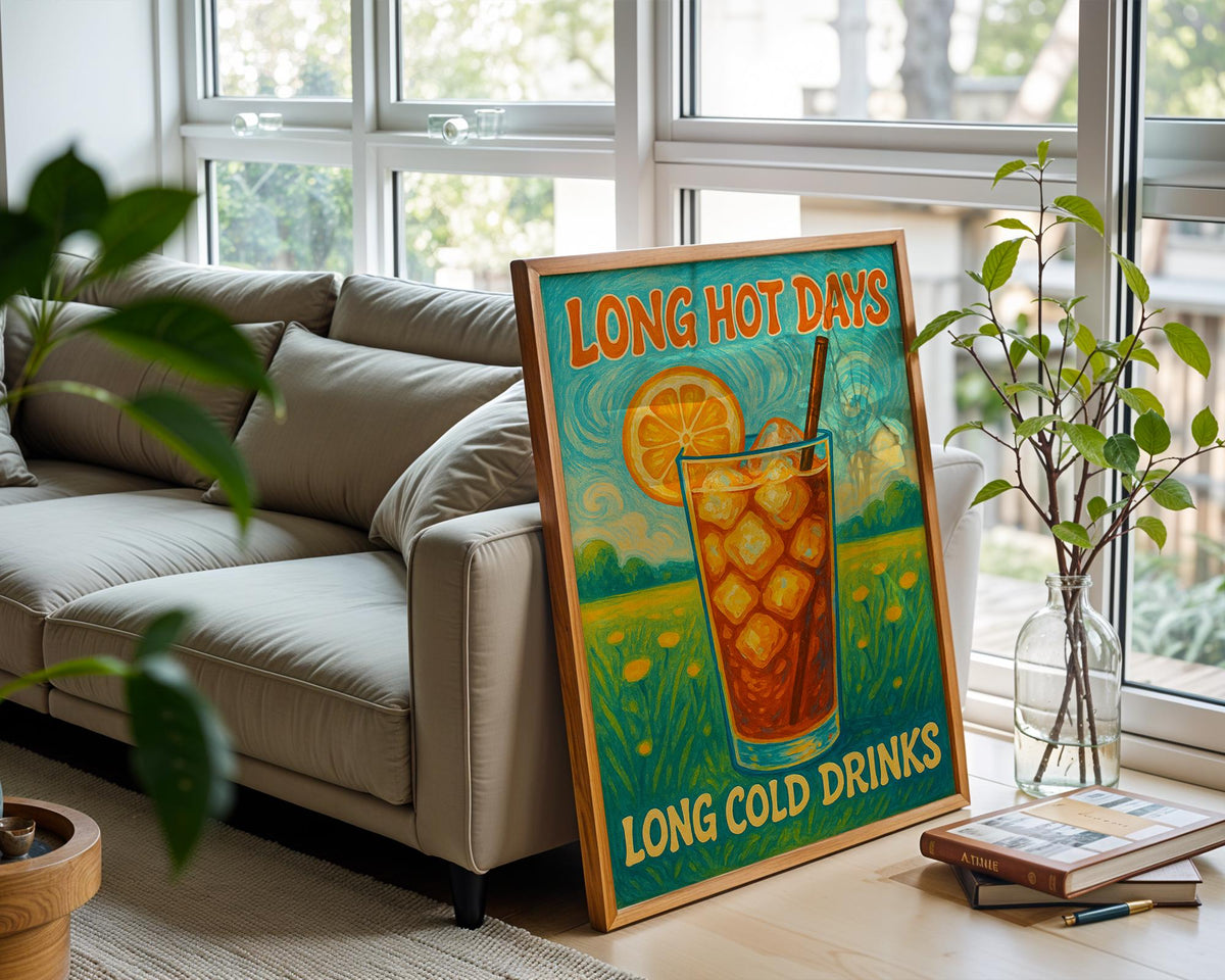 Retro Iced Tea Poster – Vibrant Summer Wall Art with Citrus, Sunshine & Cool Vibes for Kitchen, Bar or Patio – 260gsm Print Free Shipping - Just Great Posters