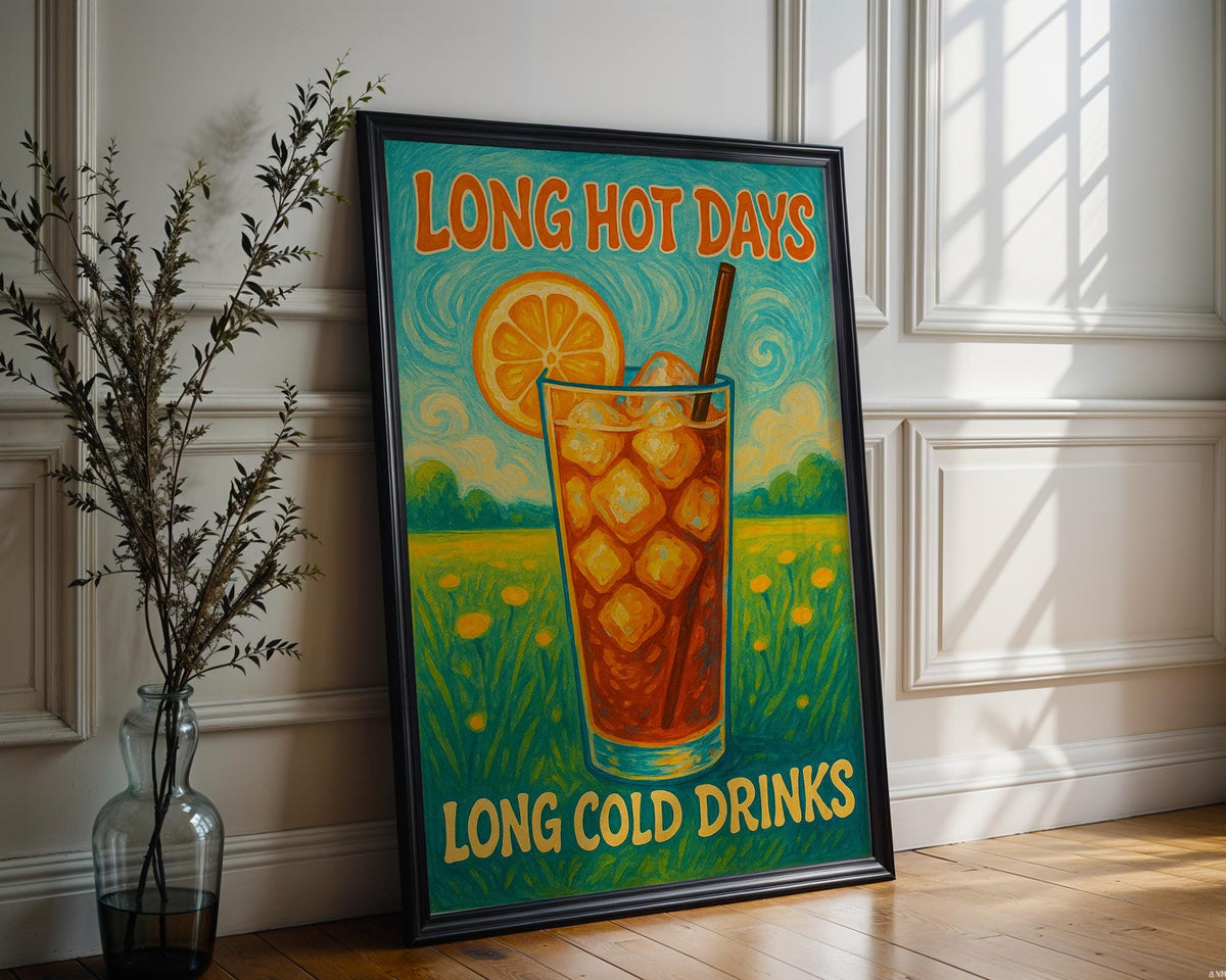 Retro Iced Tea Poster – Vibrant Summer Wall Art with Citrus, Sunshine & Cool Vibes for Kitchen, Bar or Patio – 260gsm Print Free Shipping - Just Great Posters