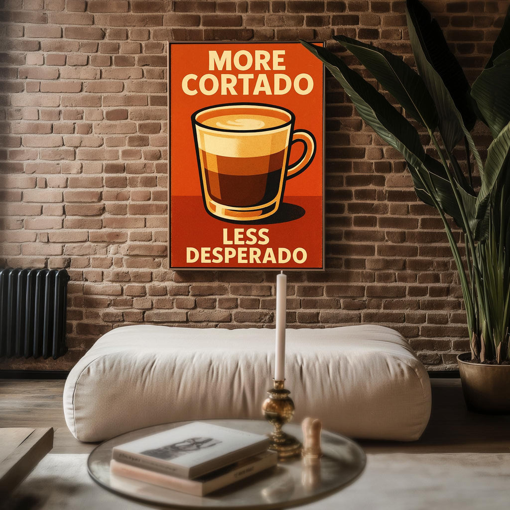 Funny Cortado Coffee Poster – Retro - Style Espresso Wall Art with Sassy Quote, Barista Kitchen Print or Café Decor Gift - Just Great Posters