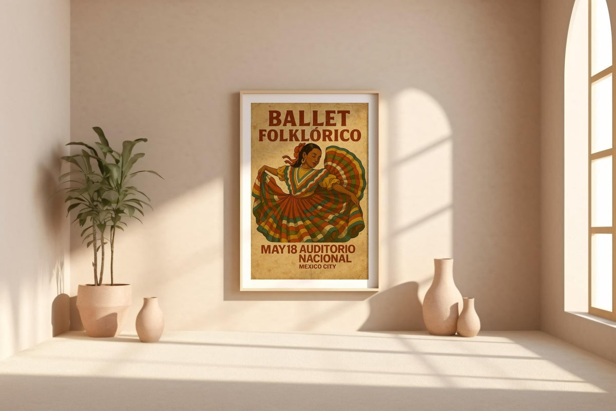 Ballet Folklórico Poster – Vintage Mexican Dance Art Print, Fiesta Wall Decor, Cultural Heritage Poster - Just Great Posters