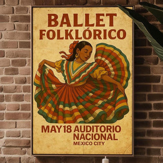Ballet Folklórico Poster – Vintage Mexican Dance Art Print, Fiesta Wall Decor, Cultural Heritage Poster - Just Great Posters