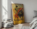 Matador & Bull Art Print | Bold Expressionist Bullfighting Painting with Vibrant Brushwork | Dynamic Spanish - Inspired Wall Decor - Just Great Posters