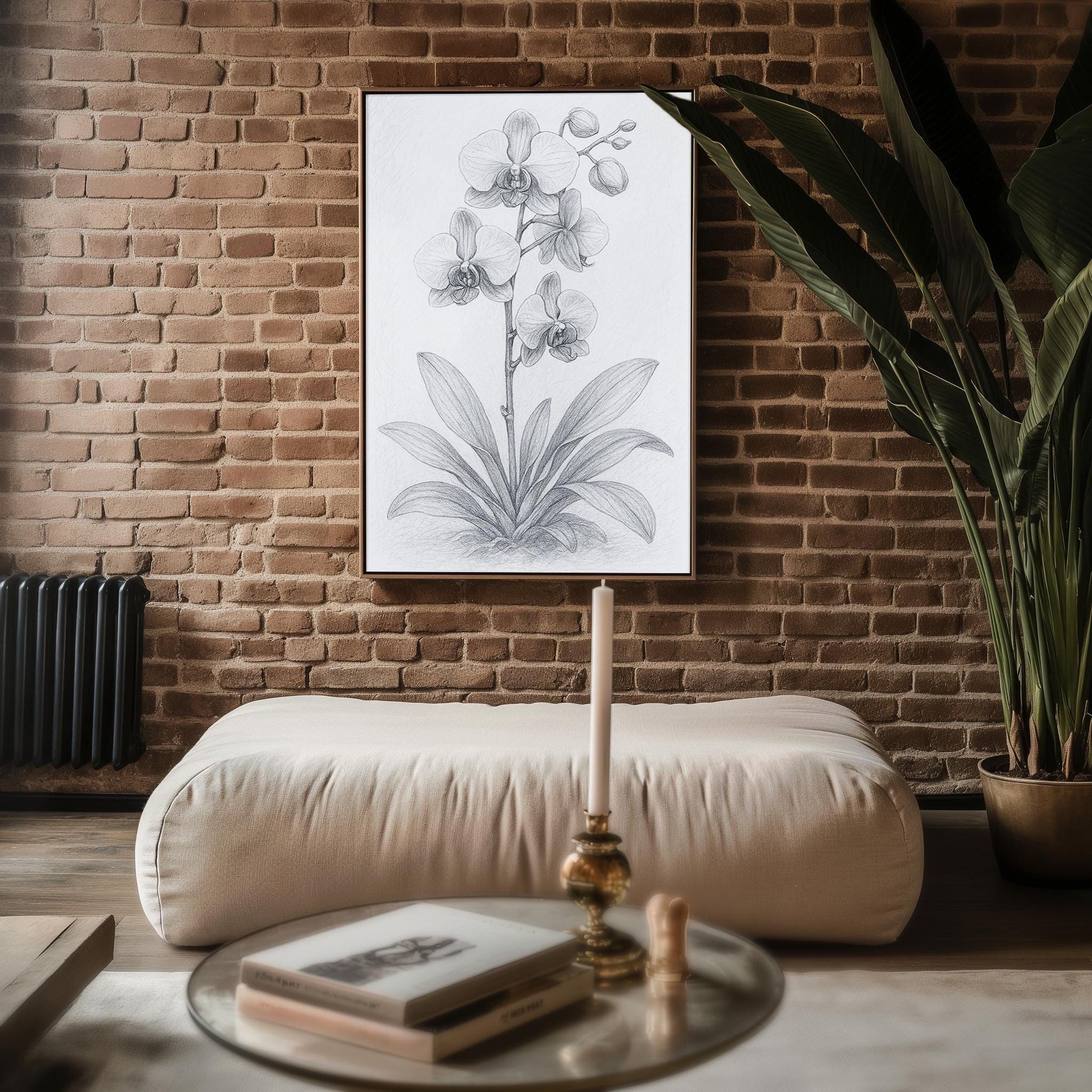 Orchid Pencil Drawing Art Print | Elegant Botanical Sketch Poster in Vintage Style | Minimalist Plant Lover Gift & Botanical Wall Decor - Just Great Posters