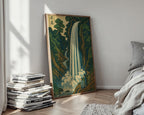 Japanese Waterfall Art Print | Vintage Landscape Poster in Ukiyo - e Style | Tranquil Nature Wall Art for Zen Spaces & Classic Homes - Just Great Posters