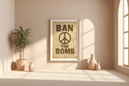 Ban the Bomb Peace Poster | Vintage Protest Art Print with Bold Typography | 1960s Anti - War Movement Wall Art | Free Shipping - Just Great Posters