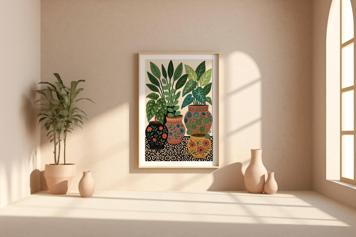 Potted Plant Art Print | Botanical Illustration Poster for Plant Lovers | Greenery Wall Decor for Home or Office | Free Shipping - Just Great Posters