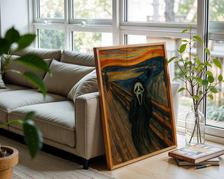 Ghostface Scream Mashup Poster – Horror Movie Parody Print Meets Munch’s “The Scream,” Funny Scary Art for Fans of Fear & Irony - Just Great Posters