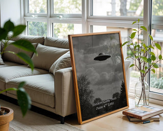 Retro UFO Photo Print – Vintage Flying Saucer Over Hanksville Utah, Funny Alien Poster for Sci - Fi Fans & Midcentury Wall Art Lovers - Just Great Posters