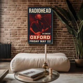Radiohead Concert Poster – Vintage - Style Music Print with Oxford Gig Date, Gritty Red Rock Show Wall Art for Indie & Alt Fans - Just Great Posters