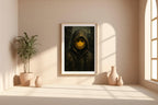 Dystopian Smiley Face Art – Dark Hooded Figure with Grinning Mask, Surreal Gothic Wall Print - Just Great Posters