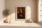 Baroque Man on Cell Phone – Funny Vintage Style Portrait with Modern Twist, Surreal Art Print - Just Great Posters