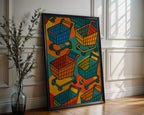 Pop Art Shopping Cart Print – Bold Retro - Inspired Wall Art with Colourful Consumer Culture Twist - Shopping Trolley Print - Just Great Posters
