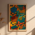 Pop Art Shopping Cart Print – Bold Retro - Inspired Wall Art with Colourful Consumer Culture Twist - Shopping Trolley Print - Just Great Posters