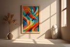 Skateboard Wall Art – Bold Abstract Skater Print in Red, Orange, and Teal with Retro Vibes - Just Great Posters