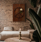 Barbed Wire Peace Sign Print – White Rose on Rusted Metal, Gritty Symbolic Wall Art - Just Great Posters