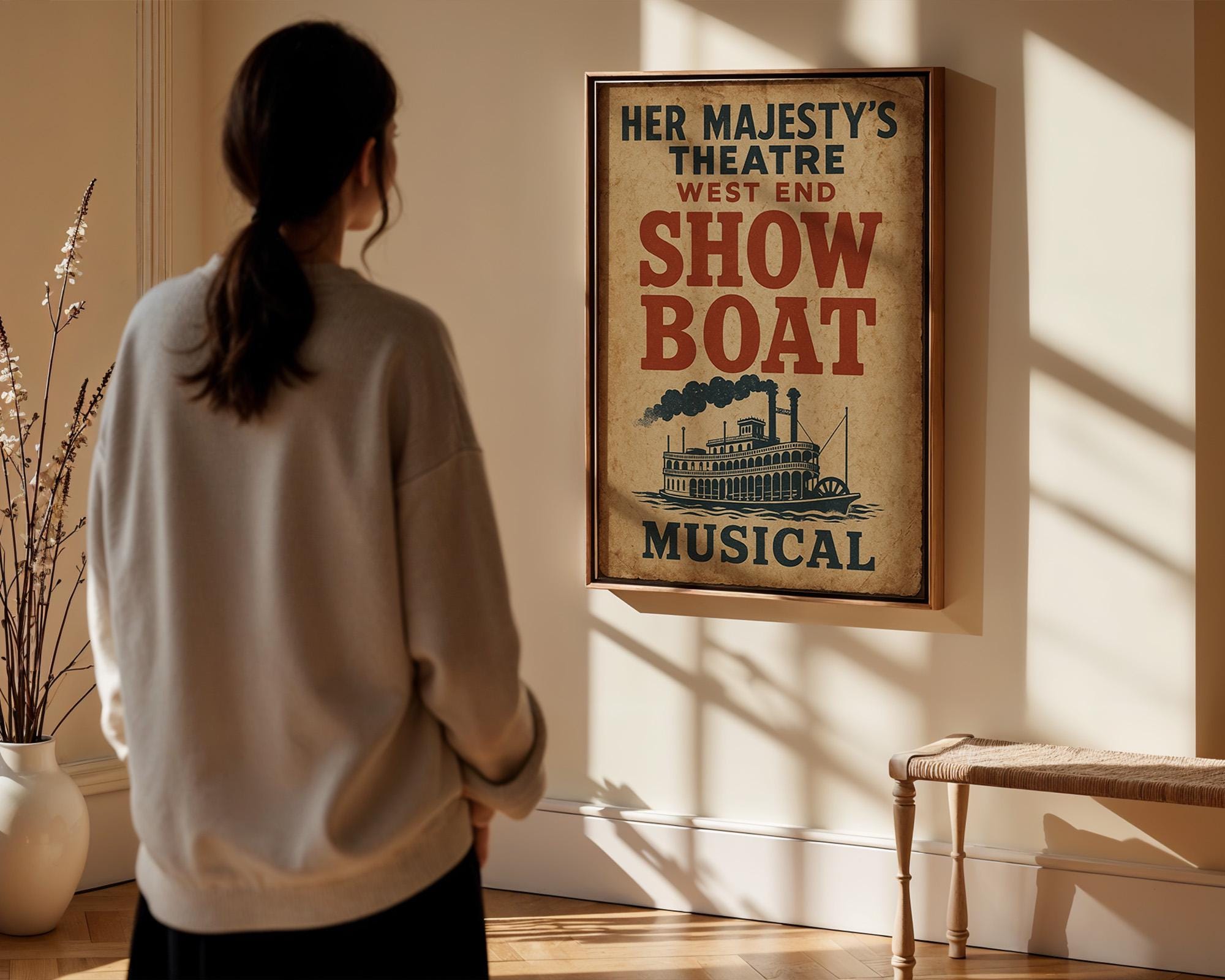 Show Boat Musical Poster – Vintage Steamboat Theatre Print, Retro West End Americana Art - Just Great Posters