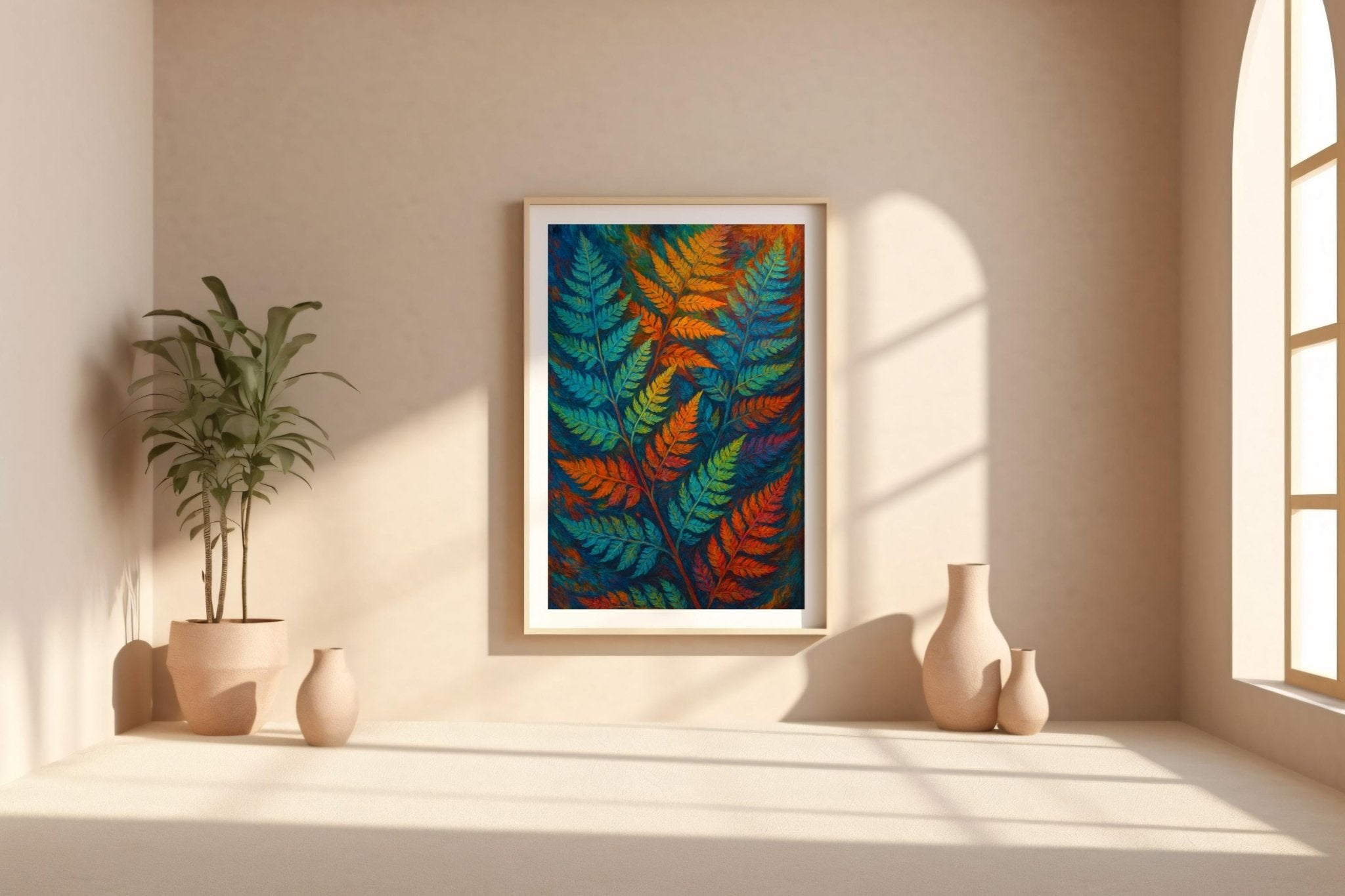 Psychedelic Fern Wall Art – Trippy Rainbow Botanical Print, Vibrant Nature Poster, Fantasy Forest Decor, Digital Download Artwork - Just Great Posters