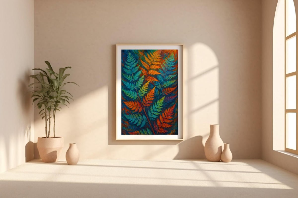 Psychedelic Fern Wall Art – Trippy Rainbow Botanical Print, Vibrant Nature Poster, Fantasy Forest Decor, Digital Download Artwork - Just Great Posters