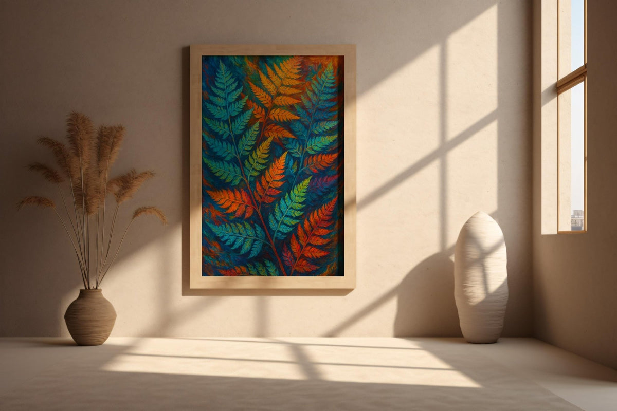 Psychedelic Fern Wall Art – Trippy Rainbow Botanical Print, Vibrant Nature Poster, Fantasy Forest Decor, Digital Download Artwork - Just Great Posters