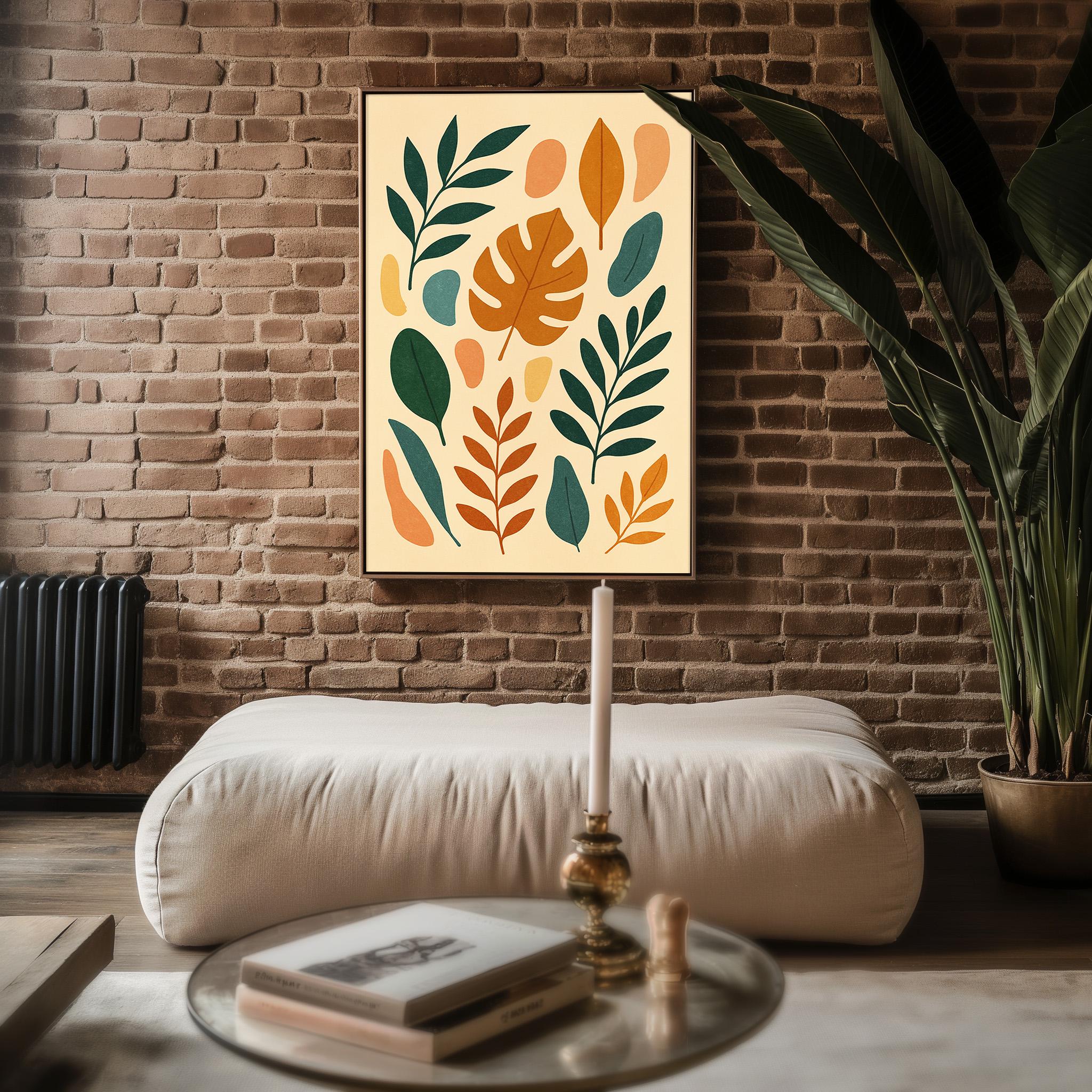 Mid Century Modern Leaf Print – Abstract Botanical Wall Art, Minimalist Nature Decor, Boho Plant Poster, Earth Tone Digital Download - Just Great Posters