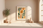 Mid Century Modern Leaf Print – Abstract Botanical Wall Art, Minimalist Nature Decor, Boho Plant Poster, Earth Tone Digital Download - Just Great Posters