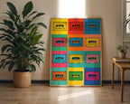 Cassette Tape Wall Art – Bright Pop Art Music Poster, Retro 80s 90s Aesthetic Print for Indie Lovers, Physical Art Shipped - Just Great Posters
