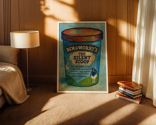 The Silent Scoop Poster – Funny Social Anxiety Wall Art, Ice Cream Parody Mental Health Print, Physical Poster Shipped to You - Just Great Posters